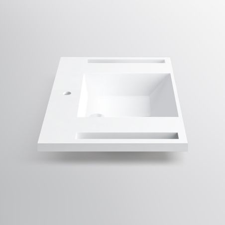 Lavoar, Alb Lucios,  suport prosoape laterale, compozit mineral , montaj suspendat sau semi-incastrat, 85x55 cm, Lavanda