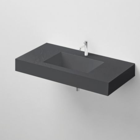 Lavoar Elsa, compozit mineral, montaj pe blat sau suspendat, Antracit Mat, finisaj Ardezie, 80-100x 49.2-53 cm