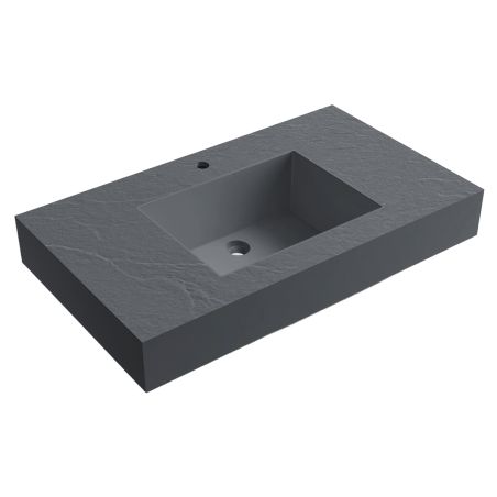 Lavoar Elsa, compozit mineral, montaj pe blat sau suspendat, Antracit Mat, finisaj Ardezie, 80-100x 49.2-53 cm