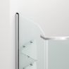 Cabina de dus, pentagonala, usa batanta, Crom, sticla 8 mm, suport prosoape, 2 rafturi, 90 x 90 cm, Nano Easy Clean, Leon
