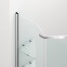 Cabina de dus, pentagonala, usa batanta, Crom, sticla 8 mm, suport prosoape, 2 rafturi, 90 x 90 cm, Nano Easy Clean, Leon