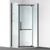 Cabina de dus, pentagonala, usa batanta, Negru Mat, sticla 8 mm, suport prosoape, 2 rafturi, 90 x 90 cm, Nano Easy Clean, Leon