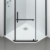 Cabina de dus, pentagonala, usa batanta, Negru Mat, sticla 8 mm, suport prosoape, 2 rafturi, 90 x 90 cm, Nano Easy Clean, Leon