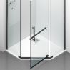 Cabina de dus, pentagonala, usa batanta, Negru Mat, sticla 8 mm, suport prosoape, 2 rafturi, 90 x 90 cm, Nano Easy Clean, Leon
