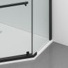 Cabina de dus, pentagonala, usa batanta, Negru Mat, sticla 8 mm, suport prosoape, 2 rafturi, 90 x 90 cm, Nano Easy Clean, Leon