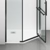 Cabina de dus, pentagonala, usa batanta, Negru Mat, sticla 8 mm, suport prosoape, 2 rafturi, 90 x 90 cm, Nano Easy Clean, Leon