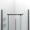 Cabina de dus, pentagonala, usa batanta, Negru Mat, sticla 8 mm, suport prosoape, 2 rafturi, 90 x 90 cm, Nano Easy Clean, Leon