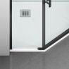 Cabina de dus, pentagonala, usa batanta, Negru Mat, sticla 8 mm, suport prosoape, 2 rafturi, 90 x 90 cm, Nano Easy Clean, Leon