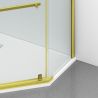 Cabina de dus, pentagonala, usa batanta, Auriu Mat, sticla 8 mm, suport prosoape, 2 rafturi, 90 x 90 cm, Nano Easy Clean, Leon