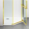 Cabina de dus, pentagonala, usa batanta, Auriu Mat, sticla 8 mm, suport prosoape, 2 rafturi, 90 x 90 cm, Nano Easy Clean, Leon