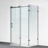 Cabina de dus, 3 laturi, perete fix, usa glisanta, 8 mm, Tratament Nano, Negru Mat, Dimensiuni 70-90x100-120-160 cm, Solana