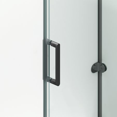Cabina de dus, perete fix,usa glisanta, Sticla 8 mm, Tratament Nano, Negru Mat, Dimensiuni 70-90x100-120-160 cm, Solana