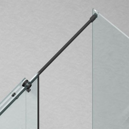 Cabina de dus, perete fix,usa glisanta, Sticla 8 mm, Tratament Nano, Negru Mat, Dimensiuni 70-90x100-120-160 cm, Solana