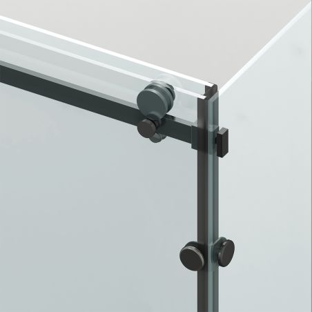 Cabina de dus, perete fix,usa glisanta, Sticla 8 mm, Tratament Nano, Negru Mat, Dimensiuni 70-90x100-120-160 cm, Solana