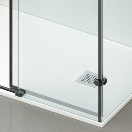 Cabina de dus, perete fix,usa glisanta, Sticla 8 mm, Tratament Nano, Negru Mat, Dimensiuni 70-90x100-120-160 cm, Solana