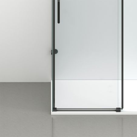 Cabina de dus, perete fix,usa glisanta, Sticla 8 mm, Tratament Nano, Negru Mat, Dimensiuni 70-90x100-120-160 cm, Solana
