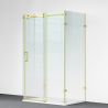 Cabina de dus, 3 laturi, perete fix, usa glisanta, 8 mm, Tratament Nano, Auriu Mat, Dimensiuni 80-90x120-140-160 cm, Solana