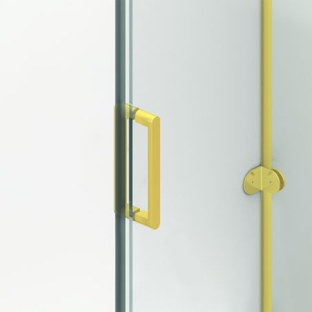 Cabina de dus, perete fix,usa glisanta, Sticla 8 mm, Tratament Nano, Auriu Mat, Dimensiuni 80-90x120-140-160 cm, Solana