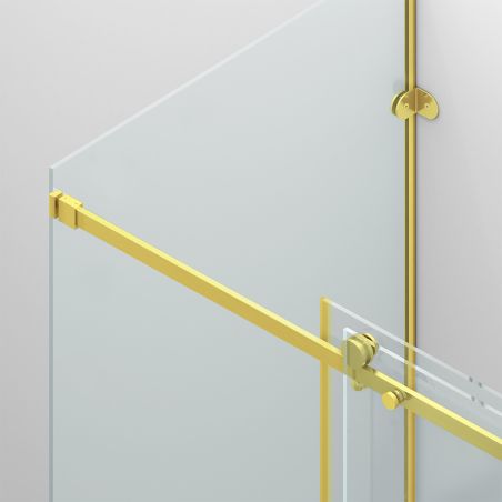 Cabina de dus, perete fix,usa glisanta, Sticla 8 mm, Tratament Nano, Auriu Mat, Dimensiuni 80-90x120-140-160 cm, Solana