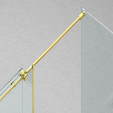 Cabina de dus, perete fix,usa glisanta, Sticla 8 mm, Tratament Nano, Auriu Mat, Dimensiuni 80-90x120-140-160 cm, Solana