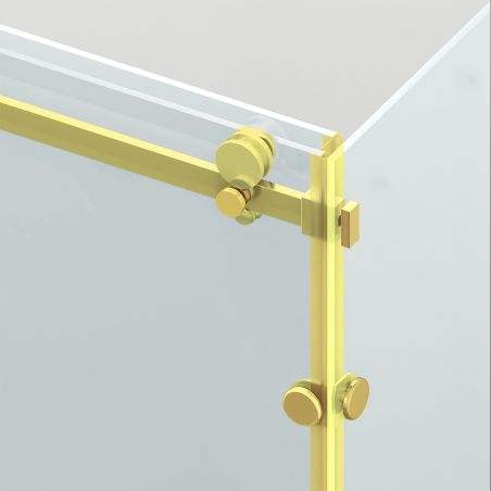 Cabina de dus, perete fix,usa glisanta, Sticla 8 mm, Tratament Nano, Auriu Mat, Dimensiuni 80-90x120-140-160 cm, Solana