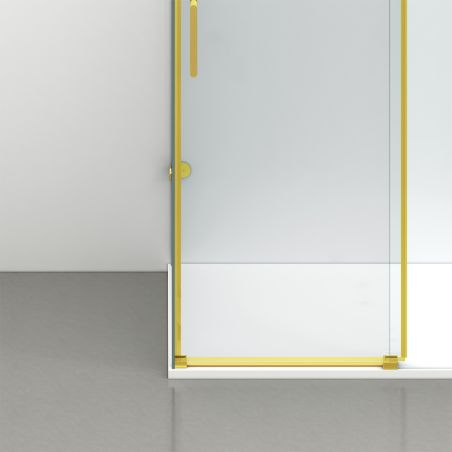 Cabina de dus, perete fix,usa glisanta, Sticla 8 mm, Tratament Nano, Auriu Mat, Dimensiuni 80-90x120-140-160 cm, Solana