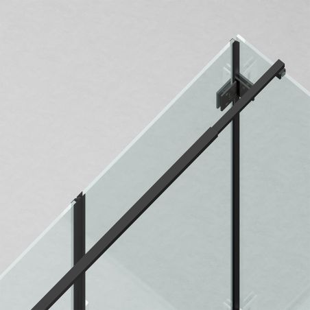 Cabina de dus, 3 laturi, Usa batanta, Negru Mat, Sticla 8 mm, Tratament Nano, Dimensiuni 70-80-90x100-120 cm, Trinity