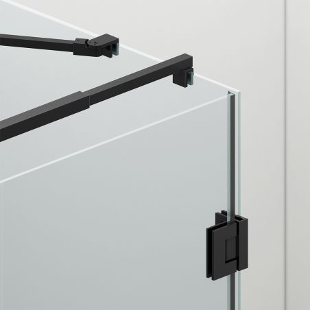 Cabina de dus, 3 laturi, Usa batanta, Negru Mat, Sticla 8 mm, Tratament Nano, Dimensiuni 70-80-90x100-120 cm, Trinity