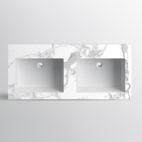Lavoar dublu, compozit, finisaj Carrara Arabescato, montaj semi-incastrat, 121x54.2 cm, Cortina