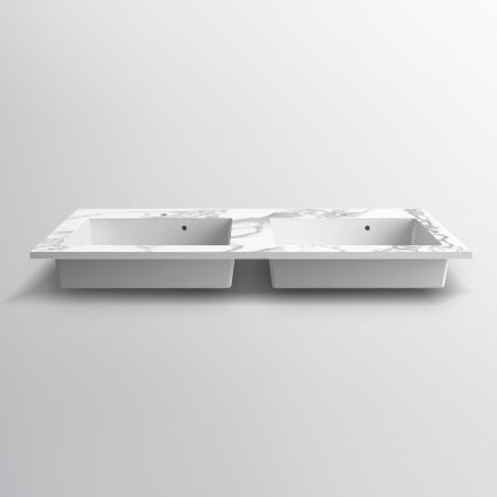 Lavoar dublu, compozit, finisaj Carrara Arabescato, montaj semi-incastrat, 121x54.2 cm, Cortina