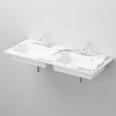 Lavoar dublu, compozit, finisaj Carrara Arabescato, montaj semi-incastrat, 121x54.2 cm, Cortina