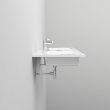 Lavoar dublu, compozit, finisaj Carrara Arabescato, montaj semi-incastrat, 121x54.2 cm, Cortina