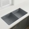 Chiuveta bucatarie dubla, 2 cuve, Gri Mat, Power Color, montaj incastrat sub blat, 105x40 cm, Serena