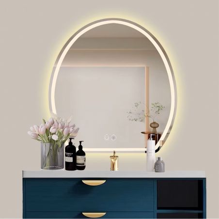 Oglinda smart Led, 5 mm, dezaburire, buton touch, 3 Culori, dimensiune 70x80 cm, Zenit