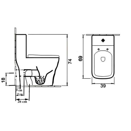 Vas WC Lazio Albastru Terrazo Resigilat, Rimless, SifonFlush, 69x39 cm, Rezervor Inclus, montaj podea, capac inclus