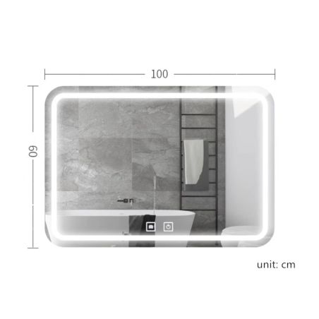 Oglinda Led, Dezaburire si Buton Touch, 5mm, Resigilat, 3 Culori, Intensitate reglabila, dimensiune 100x60 cm, Feliz