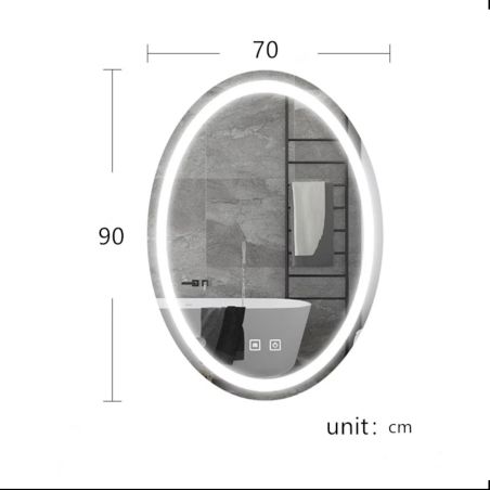 Oglinda Led, Dezaburire si Buton Touch, Resigilat, 5 mm, 3 Culori, Intensitate reglabila, dimensiuni 70x90 cm, Fiesta