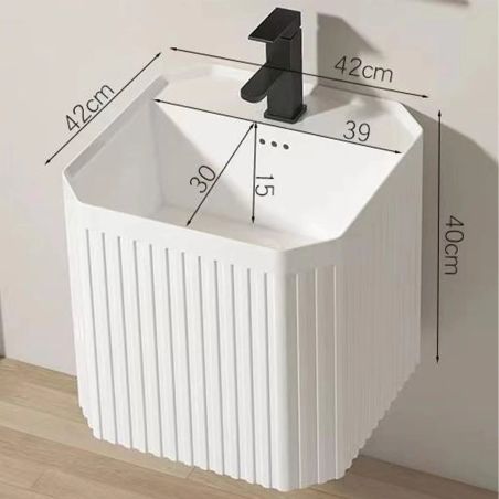 Lavoar, Negru Mat, Power Color, montaj suspendat, 42x42x40 cm, ceramica sanitara, Adele