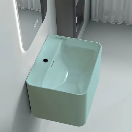 Lavoar, Verde Mint Mat, Power color, montaj suspendat, cu gaura de baterie 50x40 cm, Alfonso