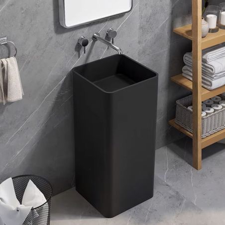 Lavoar stativ EGO Bufon, Negru mat, Power Colour, 40x40x85 cm, montaj pe podea, ceramica sanitara