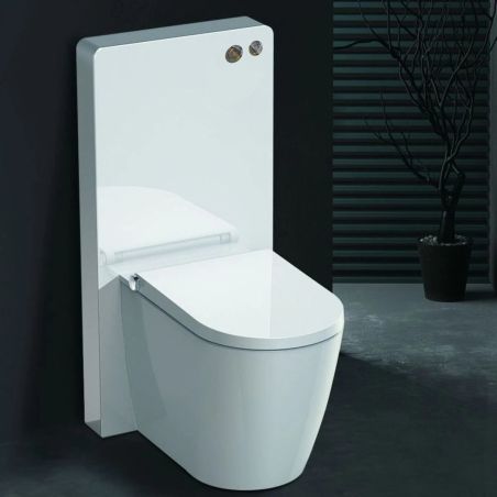 Cadru wc cu rezervor din sticla securizata alba, dimensiunea 54x100 cm , montaj pe podea, Ego-Lilium