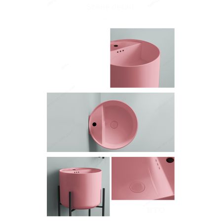 Lavoar Roz Somon Mat, Power Color, montaj suspendat sau pe blat, cu gaura de baterie 45x45 cm, Antilo