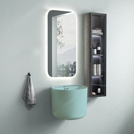 Lavoar Verde Mint Mat, Power Color, montaj suspendat sau pe blat, cu gaura de baterie 45x45 cm, Antilo