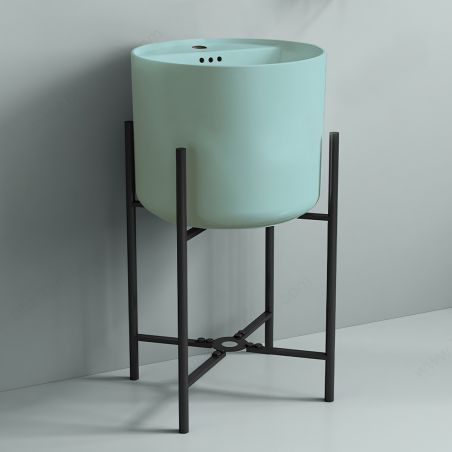 Lavoar Verde Mint Mat, Power Color, montaj suspendat sau pe blat, cu gaura de baterie 45x45 cm, Antilo
