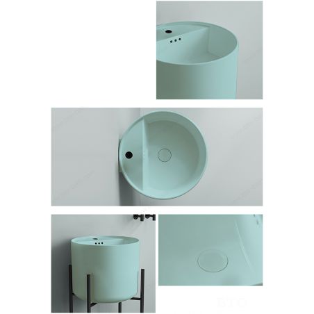 Lavoar Verde Mint Mat, Power Color, montaj suspendat sau pe blat, cu gaura de baterie 45x45 cm, Antilo