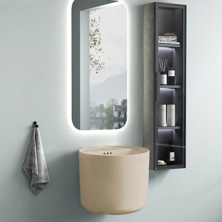 Lavoar Jasmine Mat, Power Color, montaj suspendat sau pe blat, cu gaura de baterie 45x45 cm, Antilo