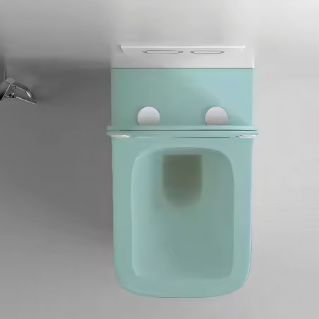 Vas WC Rimless, Verde Mint Mat, Power Color,  montaj suspendat, capac duroplast slim soft-close inclus, Alfonso