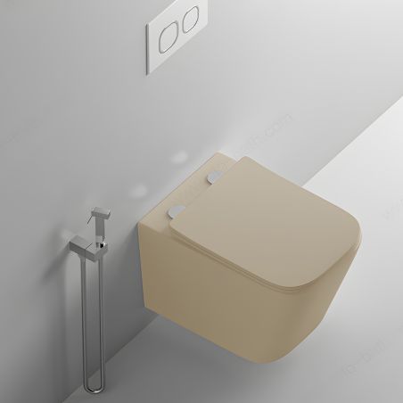 Vas WC Rimless, Jasmine Mat, Power Color,  montaj suspendat, capac duroplast slim soft-close inclus, Alfonso