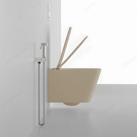 Vas WC Rimless, Jasmine Mat, Power Color,  montaj suspendat, capac duroplast slim soft-close inclus, Alfonso