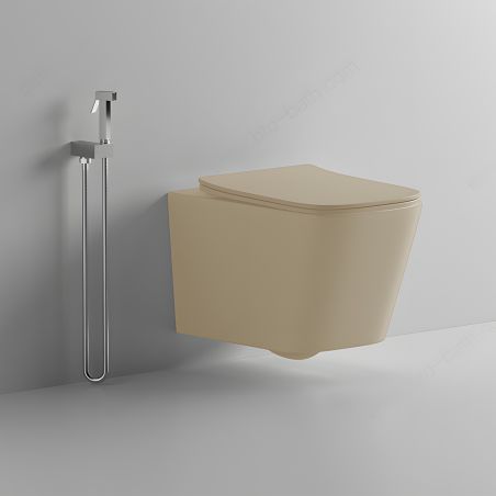 Vas WC Rimless, Jasmine Mat, Power Color,  montaj suspendat, capac duroplast slim soft-close inclus, Alfonso